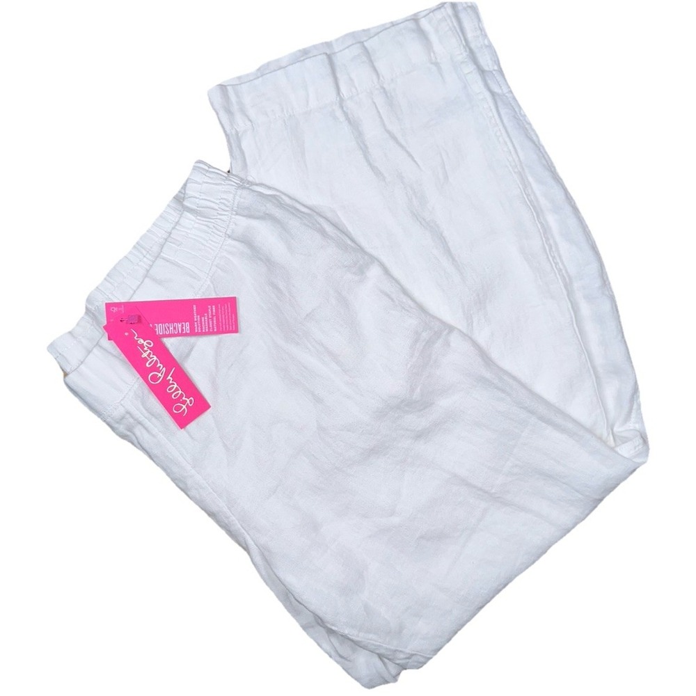 New Lilly Pulitzer 30" Deri Linen Palazzo Pants Size XL in Resort White Solid - Picture 1 of 8